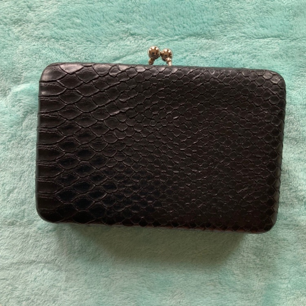 Black Faux Animal Print Clutch